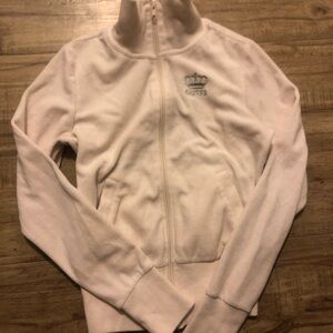 GUESS Women's white velor Zip-Up Jacket